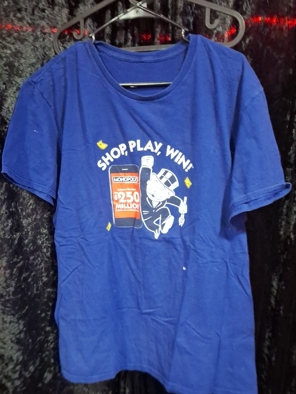 Monopoly Mab Blue 'Shop. Play. Win.' Tee Shirt